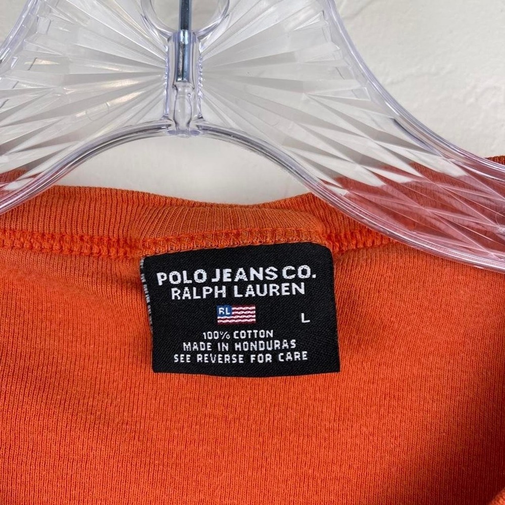 Vintage polo jeans co Ralph Lauren orange cotton tshirt size L - Picture 2 of 5